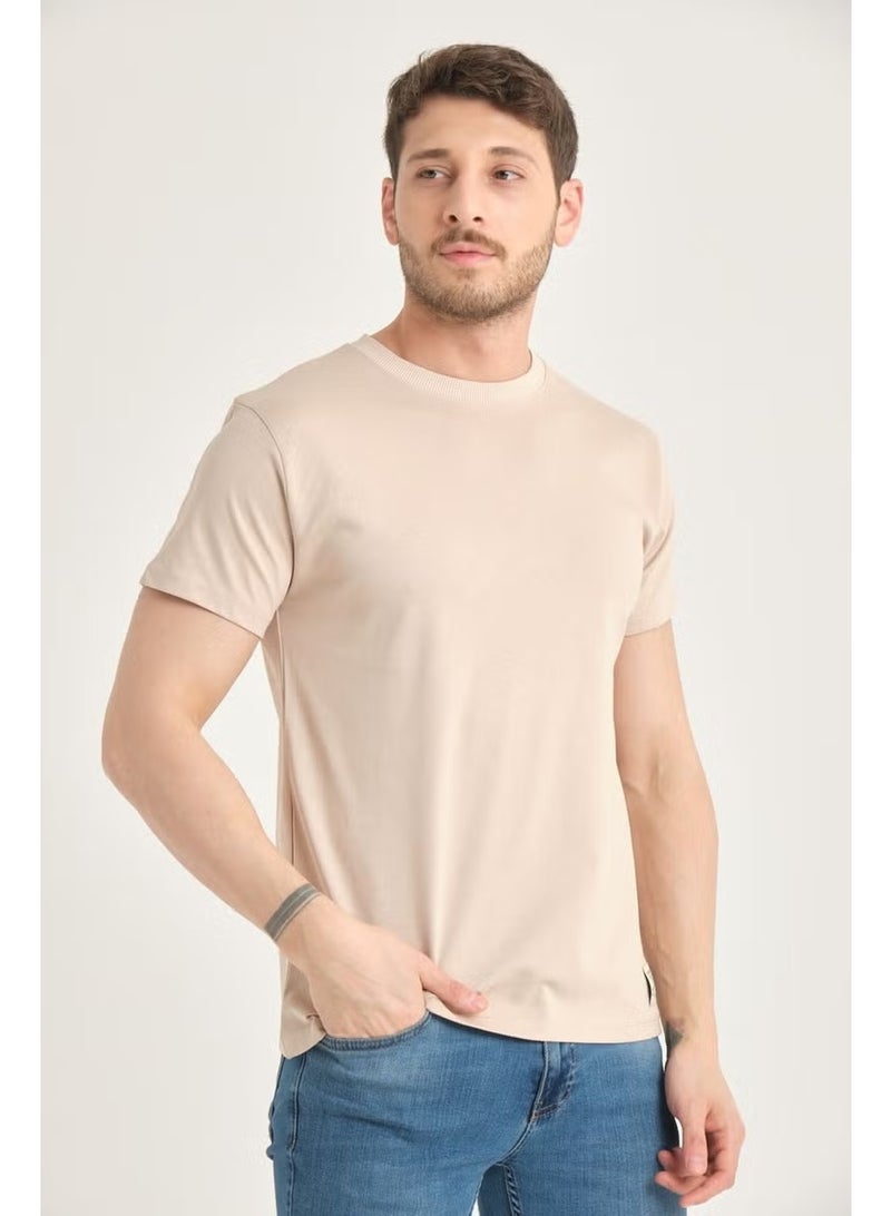 Four Man Men's Cotton Standard Cut Solid Color Basic T-Shirt with Non-Wrinkle Fabric Feature - Image 3